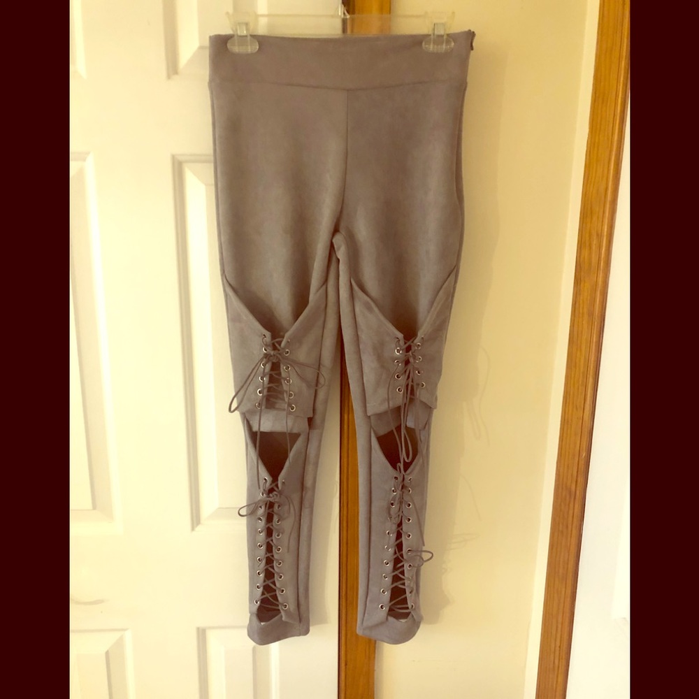 Faux suede pants